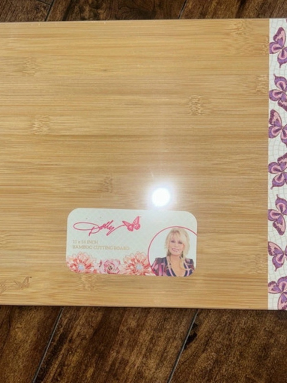 NEW Dolly Parton Bamboo Cutting Board with Purple Floral Accent 11x14
